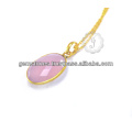 Chalcedon Schmuck Charm Anhänger Halskette Silber 925 Chalcedon Vermeil Pink Gold überzogen